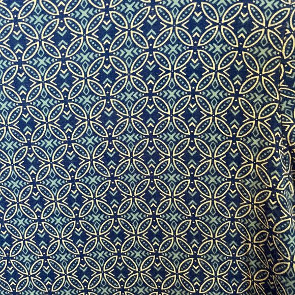 Dana Buchman long sleeve top blue patterned square loops around collar - Picture 2 of 5